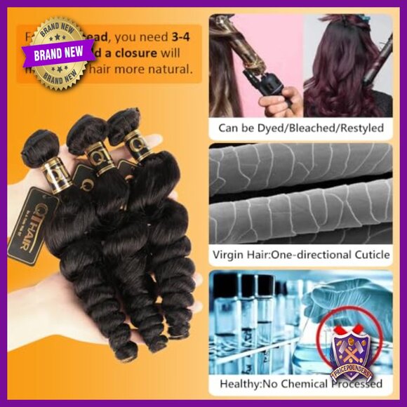 26in Brazilian Virgin Loose Wave Human Hair Bundle 100% Unprocessed main image 4